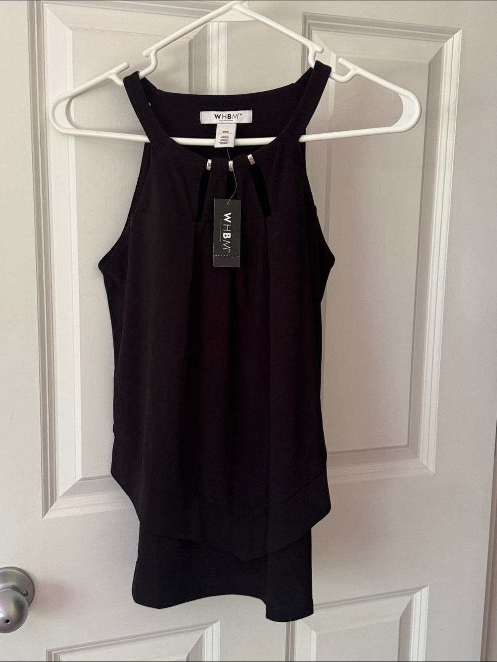 White House Black Market Black Sleeveless Layered Halter Blouse